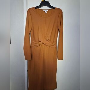 Nine West Long Sleeve Dress in Warm Tan